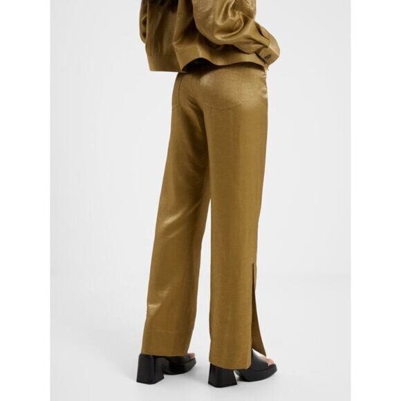 NWT FRENCH CONNECTION Cammie Shimmer Flare Trousers Sz 12 Nutria - Picture 3 of 8